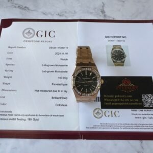 Audemars Piguet Royal Oak 15400OR Black Dial Custom Baguette Moissanite Bezel 18K Gold Wrapped 1:1 Best Replica 41mm