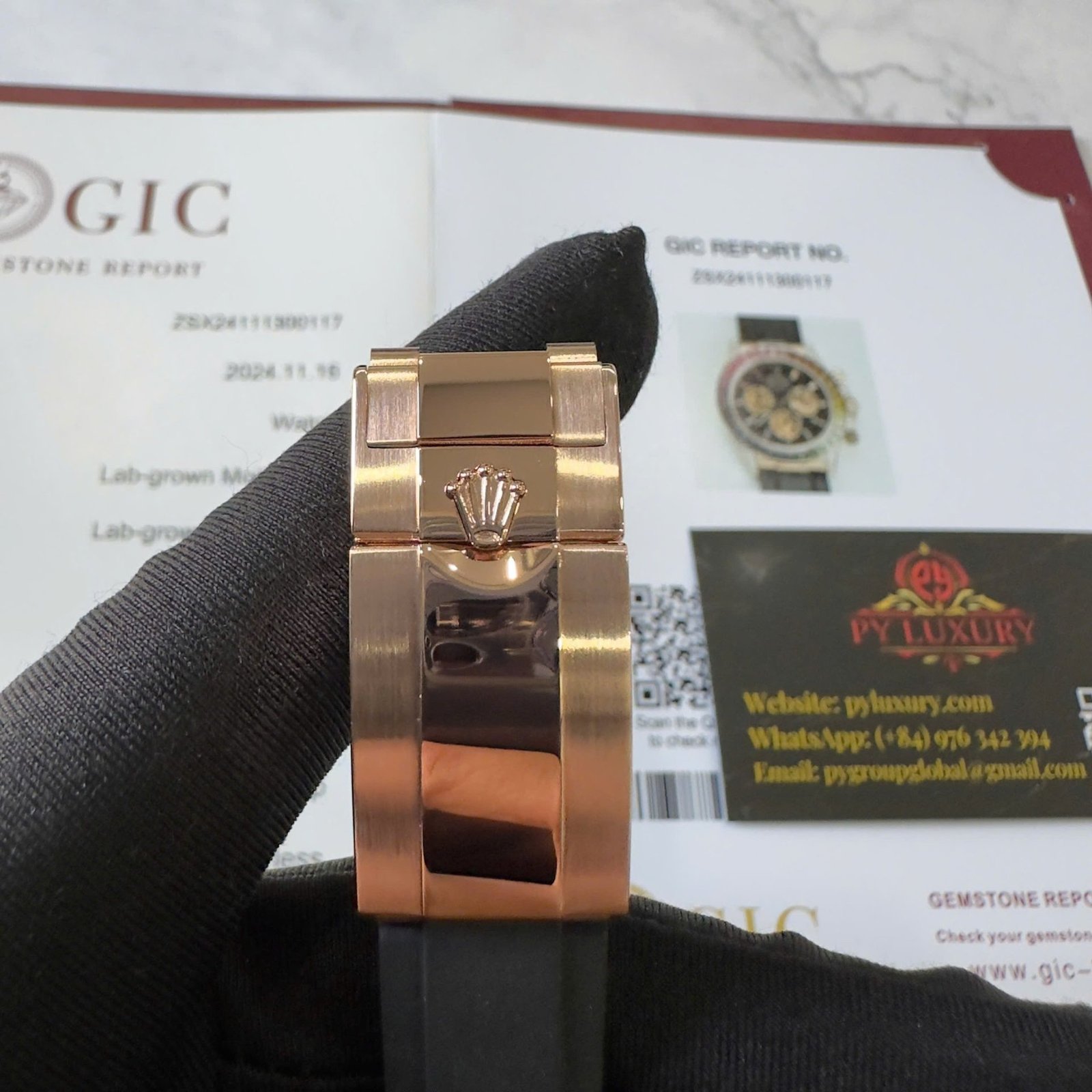 Rolex Daytona Rainbow 18K Rose Gold Wrapped Custom Moissanite & Synthetic Sapphire Rubber Strap Super Clone 40mm - 图片 15