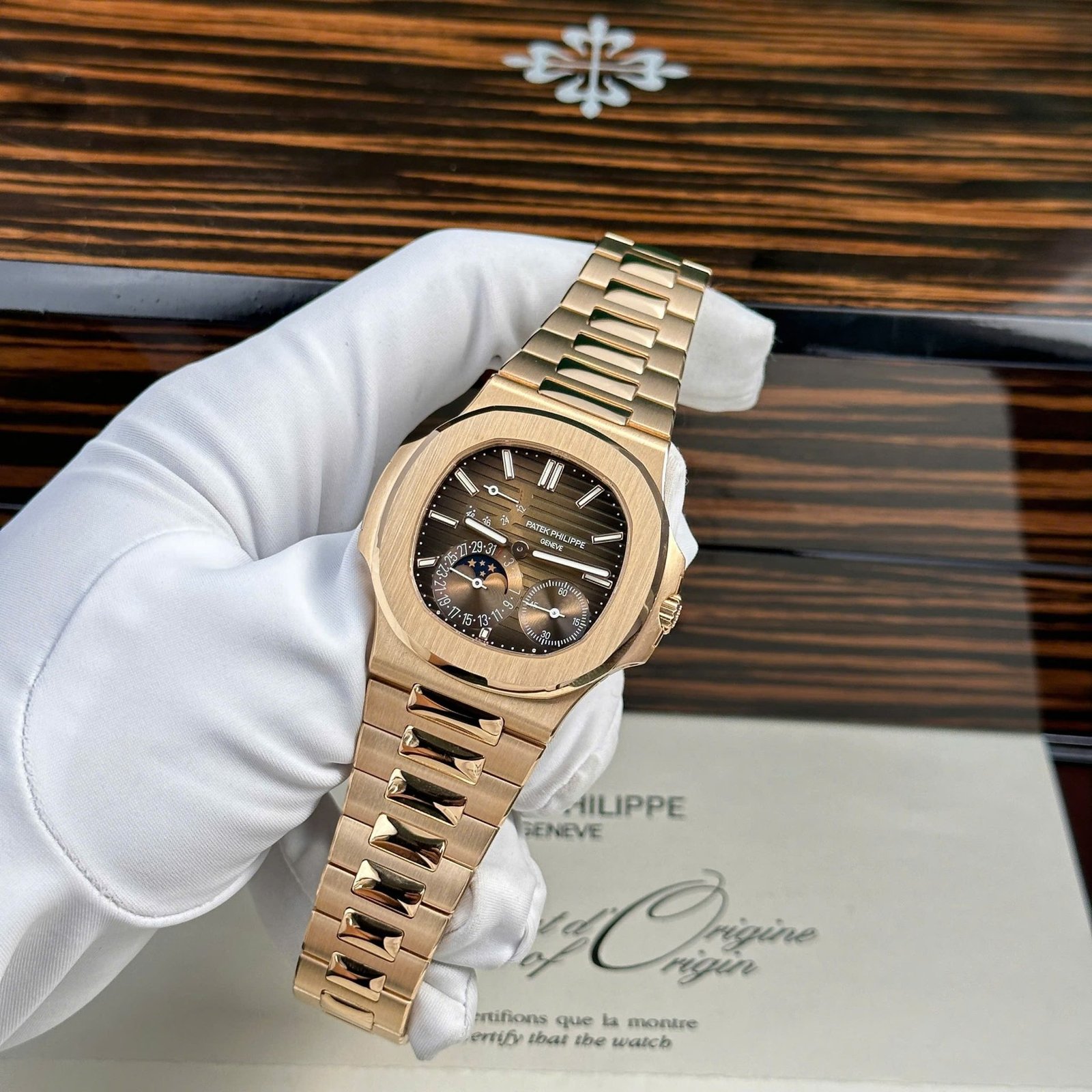 Patek Philippe Nautilus 5712/1R-001 Brown Dial 18K Solid Gold 1:1 CNC Custom Made 40mm - 图片 3