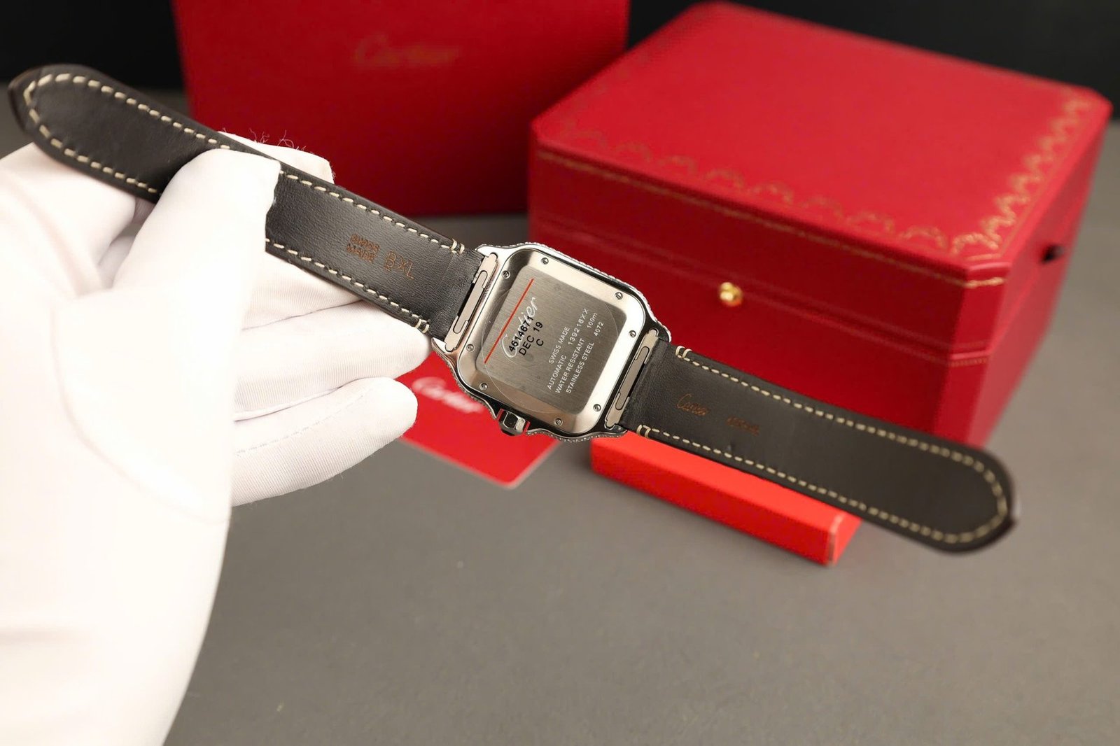 Cartier Santos Large Model Brown Dial Custom Moissanite Case Best Replica 39.8mm - 图片 12
