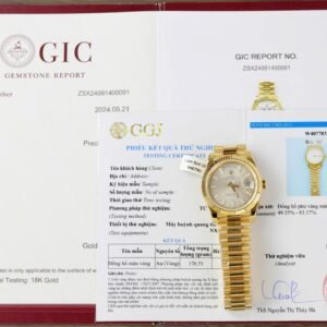 Rolex Day Date 228238-0008 Silver Diagonal Motif Stick Dial 18K Gold Wrapped Best Replica V3 GMF 40mm