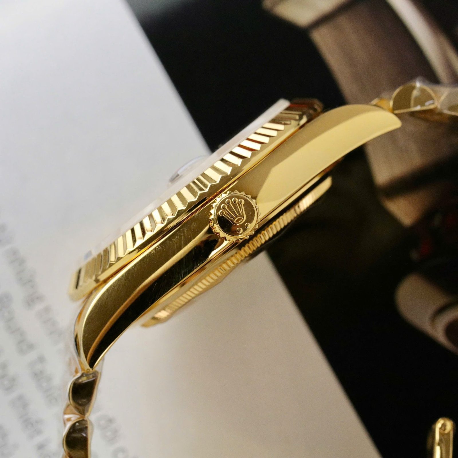 Rolex Day Date 228238-0008 Silver Diagonal Motif Stick Dial 18K Gold Wrapped Best Replica V3 GMF 40mm - 图片 8