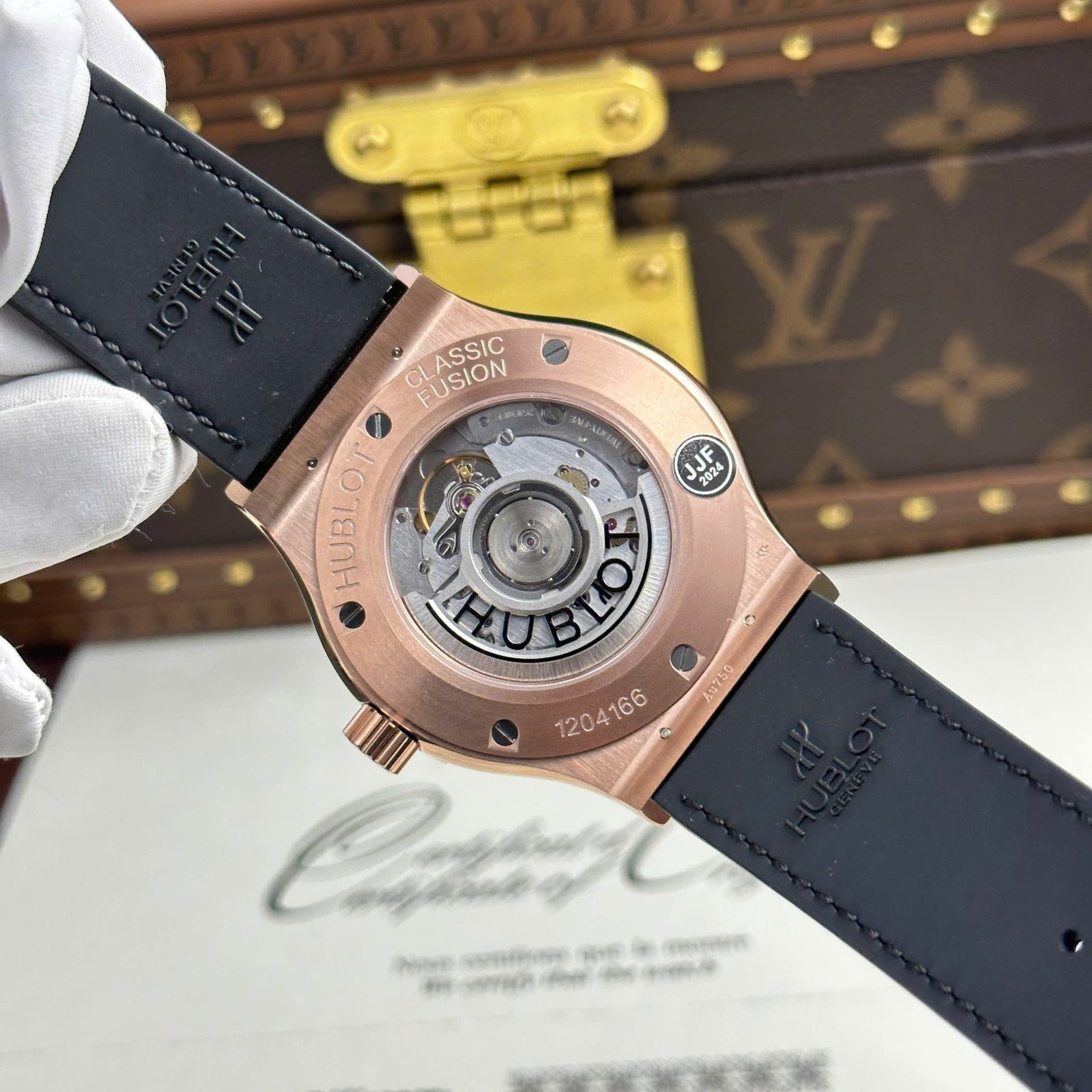 Hublot Classic Fusion King Gold Black Dial Leather Best Replica JJF 42mm - 图片 8