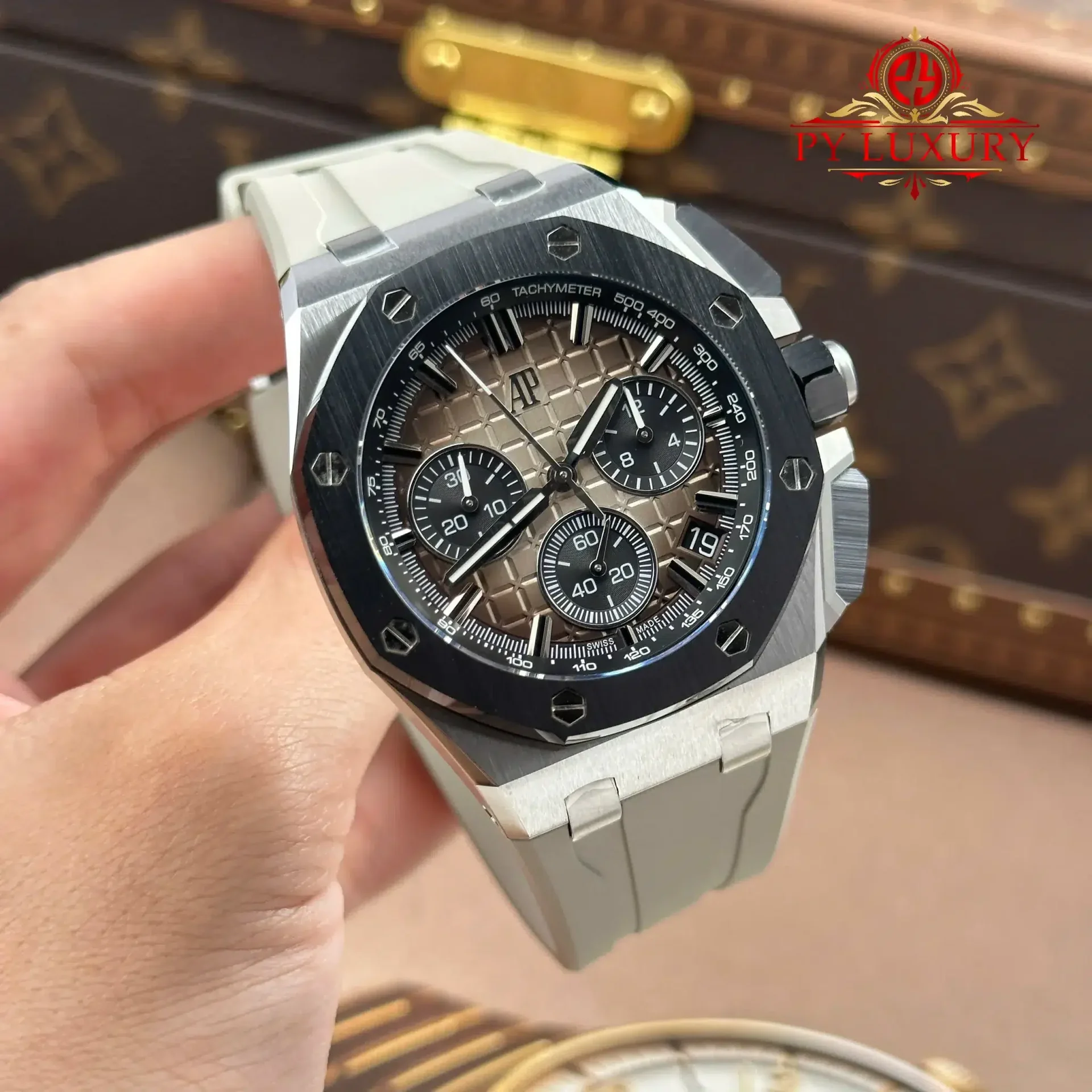 Audemars Piguet Royal Oak Offshore Chronograph 26420SO Smoked Taupe Dial Rubber Strap 1:1 Best Replica DDF 43mm (Free Sprung) - 图片 2