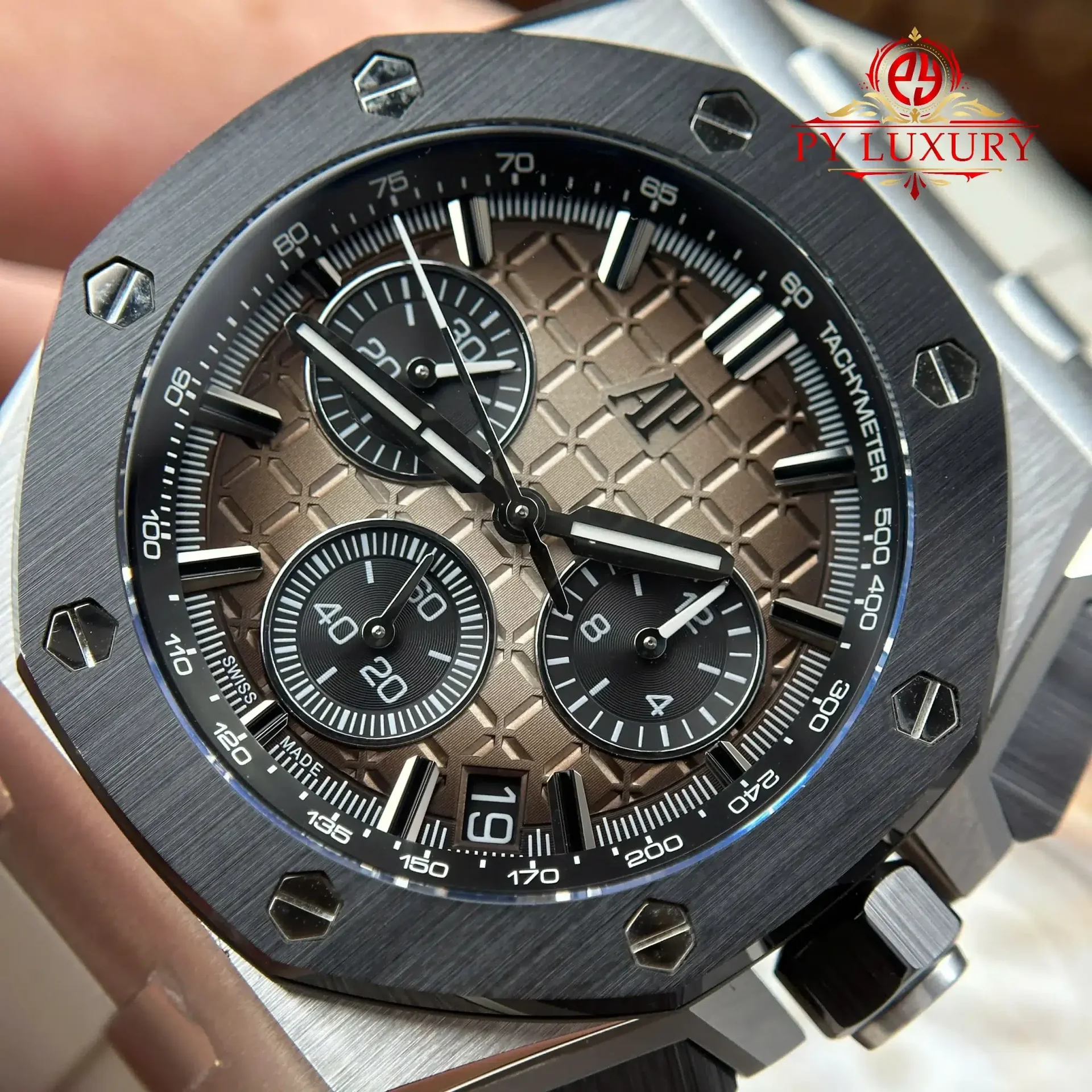 Audemars Piguet Royal Oak Offshore Chronograph 26420SO Smoked Taupe Dial Rubber Strap 1:1 Best Replica DDF 43mm (Free Sprung) - 图片 4