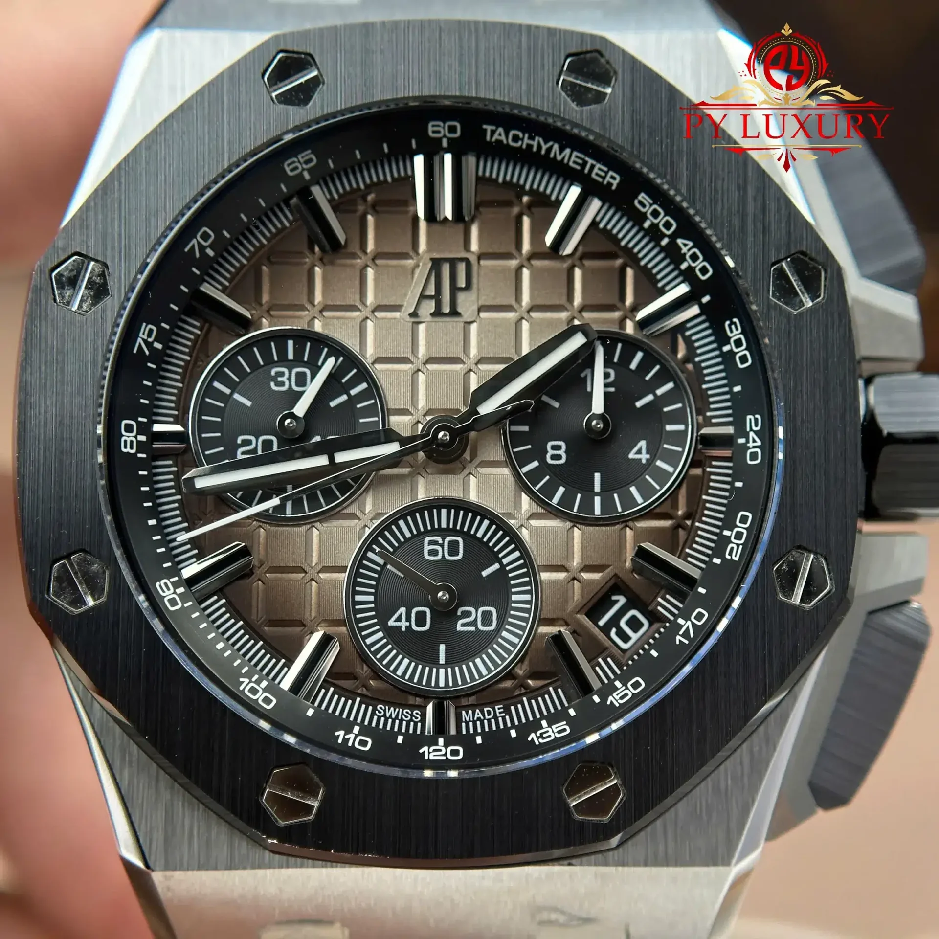Audemars Piguet Royal Oak Offshore Chronograph 26420SO Smoked Taupe Dial Rubber Strap 1:1 Best Replica DDF 43mm (Free Sprung) - 图片 5