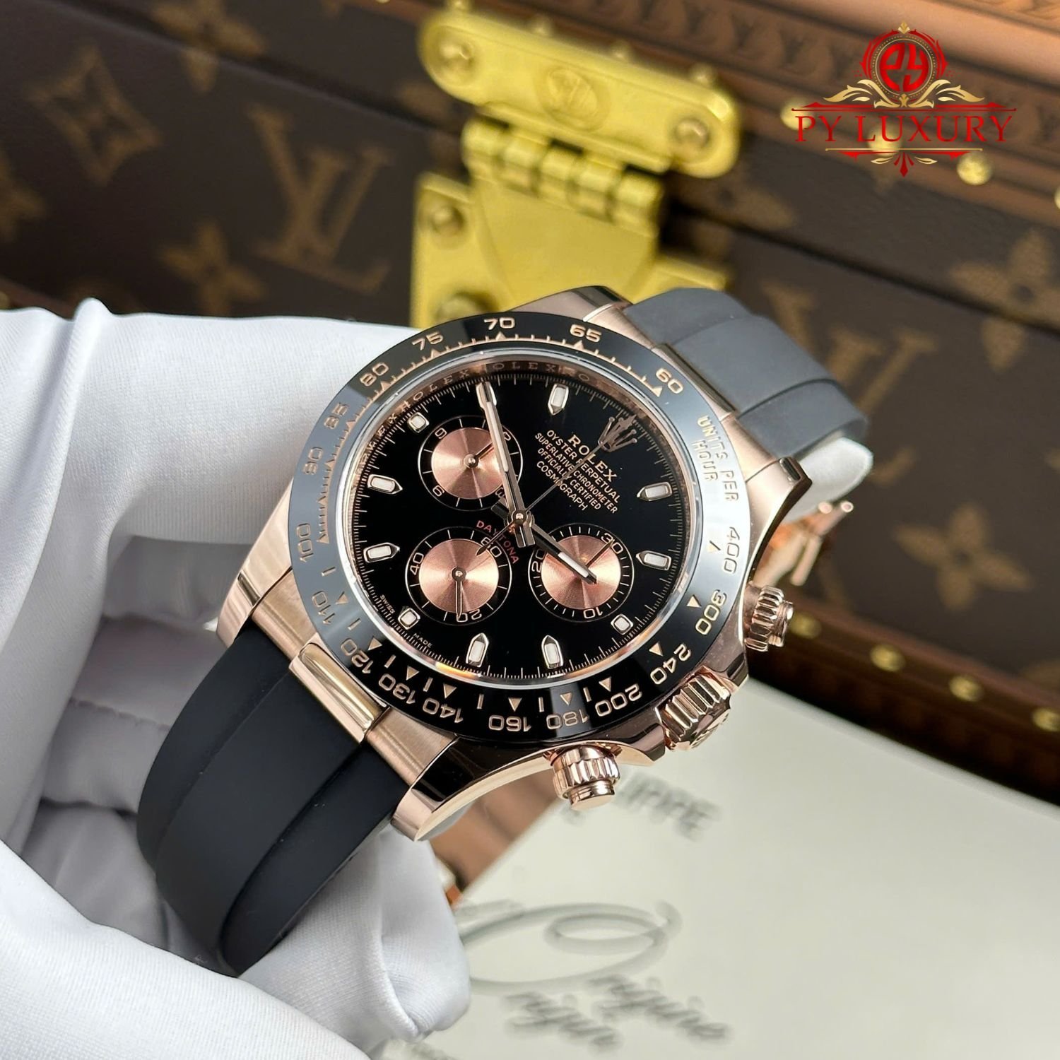 Rolex Daytona 116515LN Black Dial 18K Rose Gold Wrapped Oysterflex 1:1 Best Replica 40mm - 图片 4