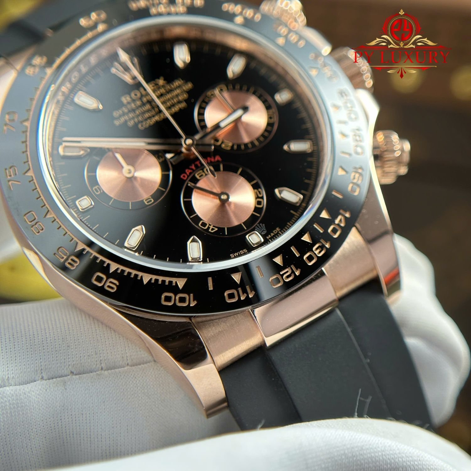 Rolex Daytona 116515LN Black Dial 18K Rose Gold Wrapped Oysterflex 1:1 Best Replica 40mm - 图片 7