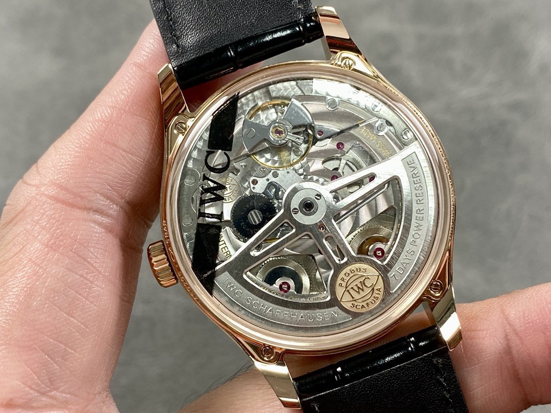IWC Portugieser IW500713 Rose Gold Blue Dial Leather Strap Best Replica APSF 42mm - 图片 6