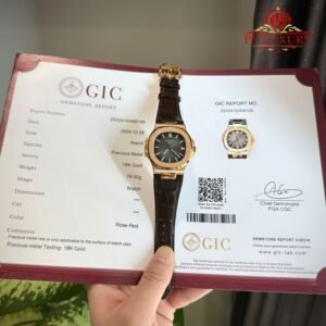 Patek Philippe Nautilus 5711R-001 Grey Dial 18K Gold Wrapped Leather Strap 1:1 Best Replica 40mm