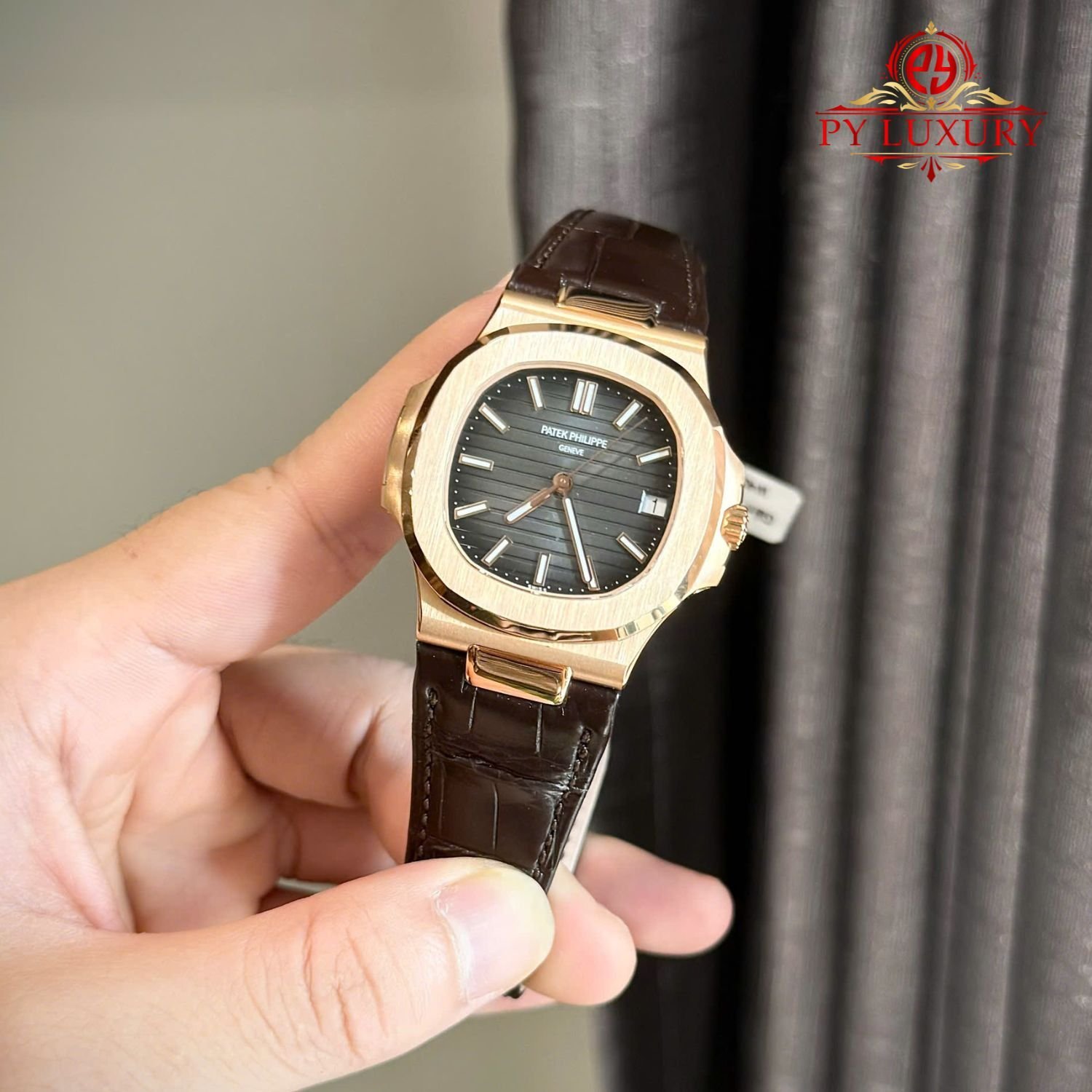 Patek Philippe Nautilus 5711R-001 Grey Dial 18K Gold Wrapped Leather Strap 1:1 Best Replica 40mm - 图片 3