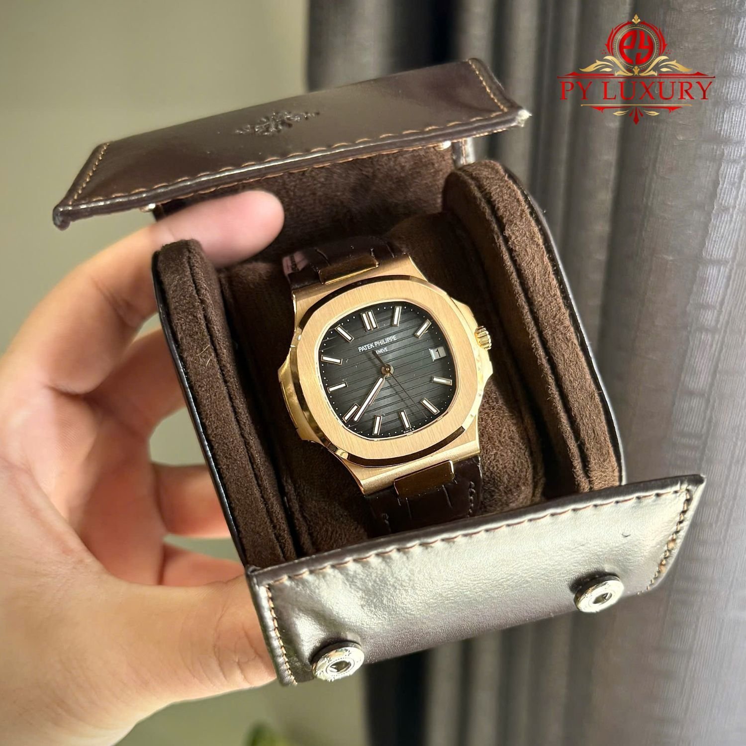 Patek Philippe Nautilus 5711R-001 Grey Dial 18K Gold Wrapped Leather Strap 1:1 Best Replica 40mm - 图片 5