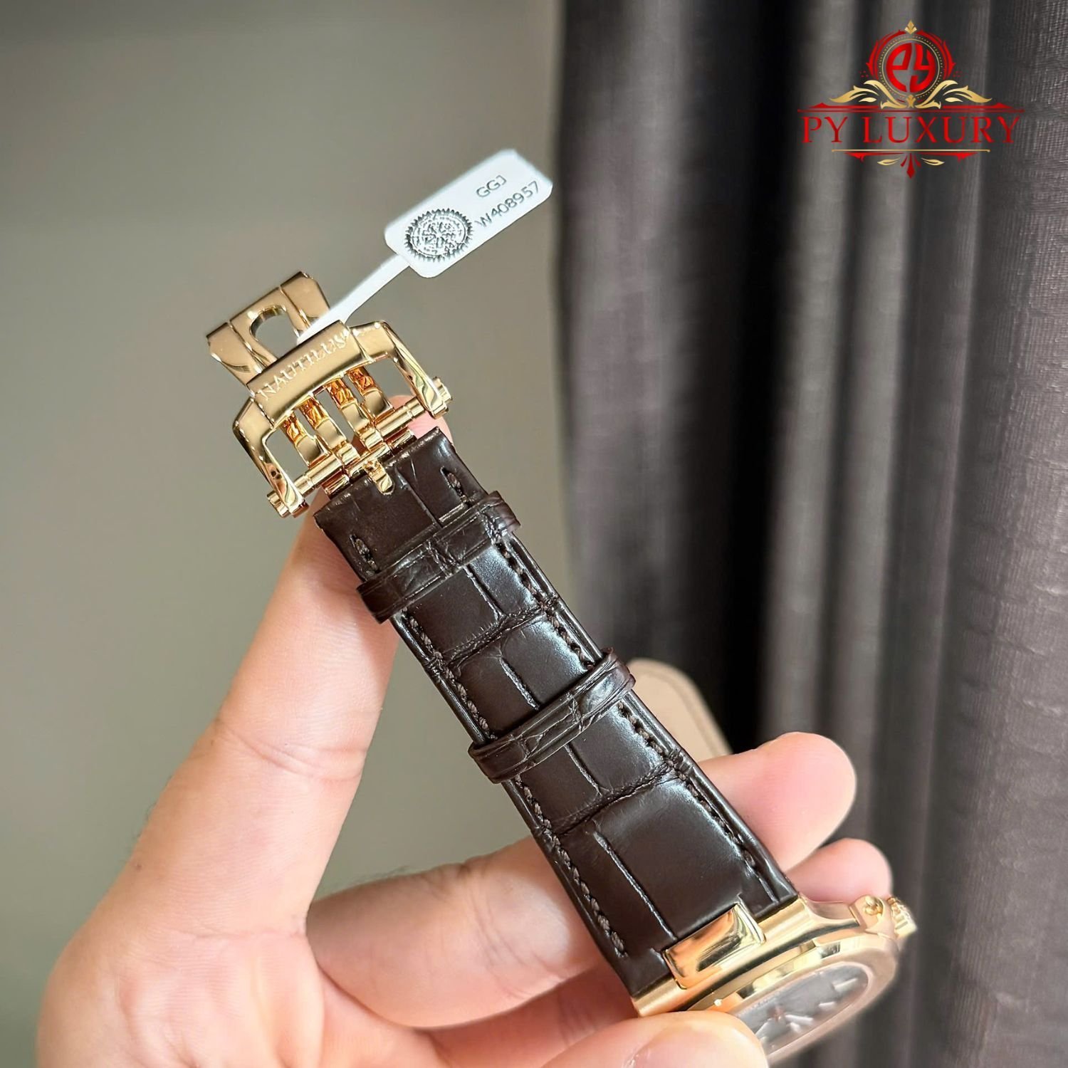 Patek Philippe Nautilus 5711R-001 Grey Dial 18K Gold Wrapped Leather Strap 1:1 Best Replica 40mm - 图片 8