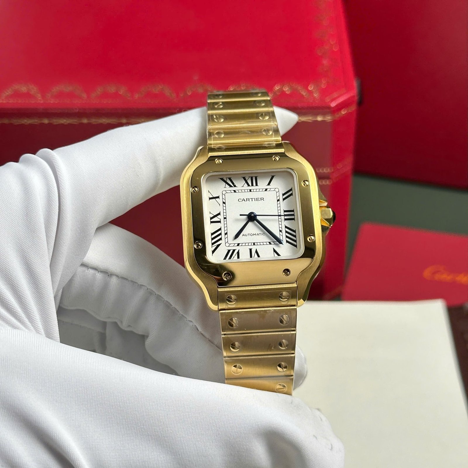 Cartier Santos WGSA0030 Yellow Gold White Dial Medium Model Best Replica BVF 35.1mm - 图片 2