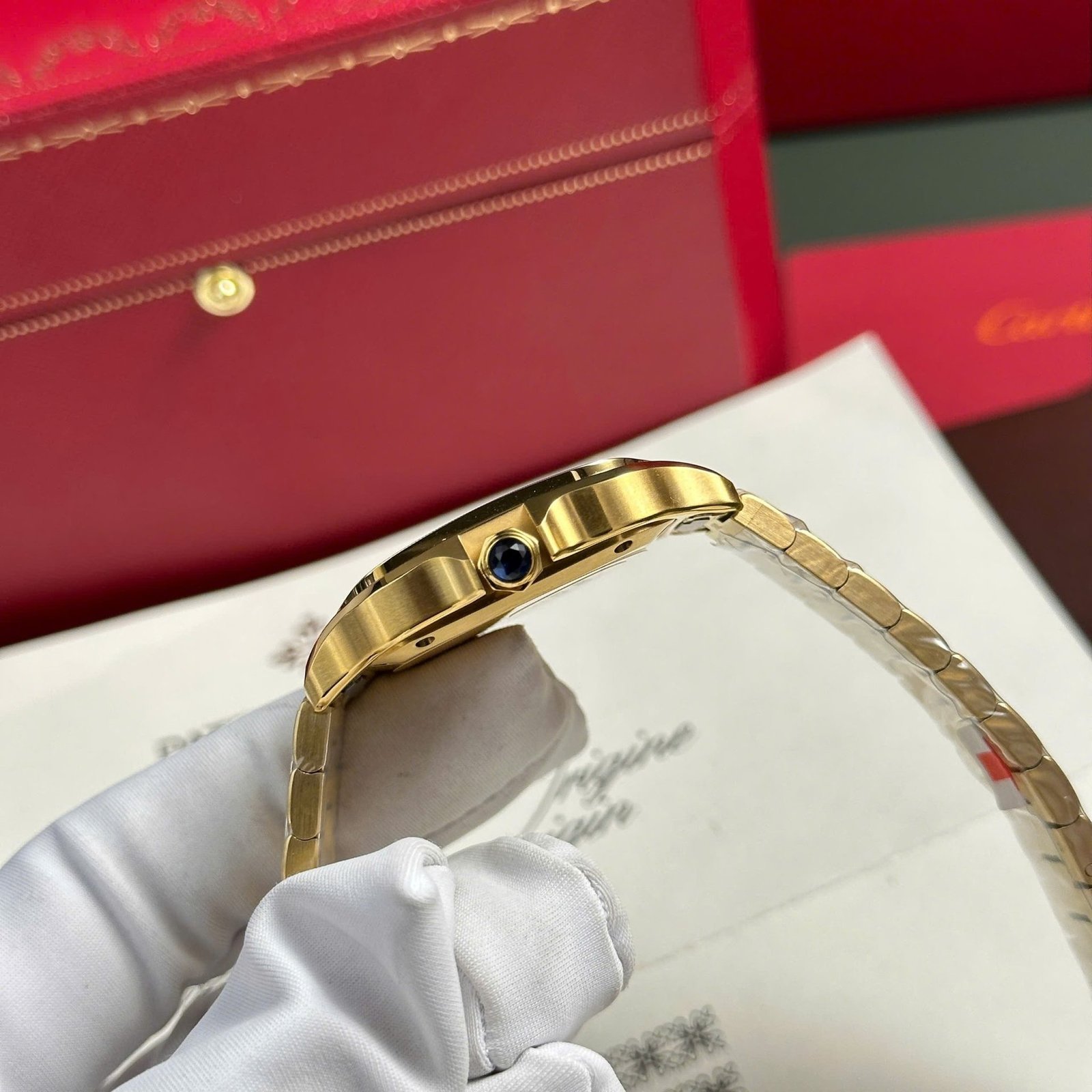 Cartier Santos WGSA0030 Yellow Gold White Dial Medium Model Best Replica BVF 35.1mm - 图片 7