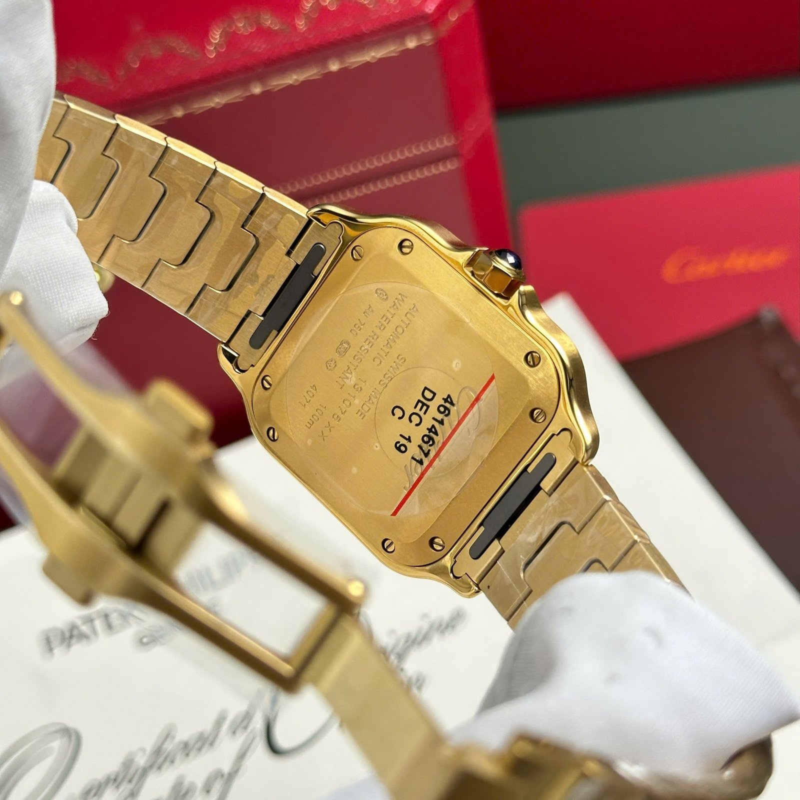 Cartier Santos WGSA0030 Yellow Gold White Dial Medium Model Best Replica BVF 35.1mm - 图片 9