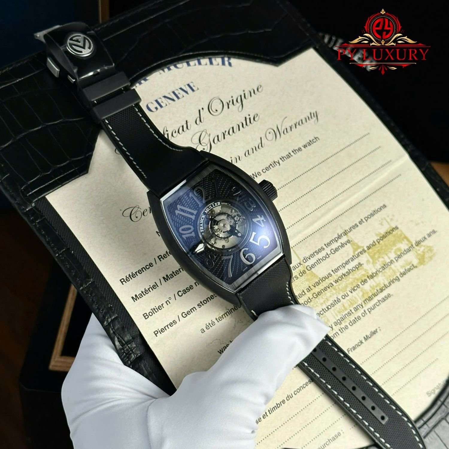 Franck Muller Grand Central Tourbillon Black Carbon Arabic Dial Best Replica 44mm - 图片 2