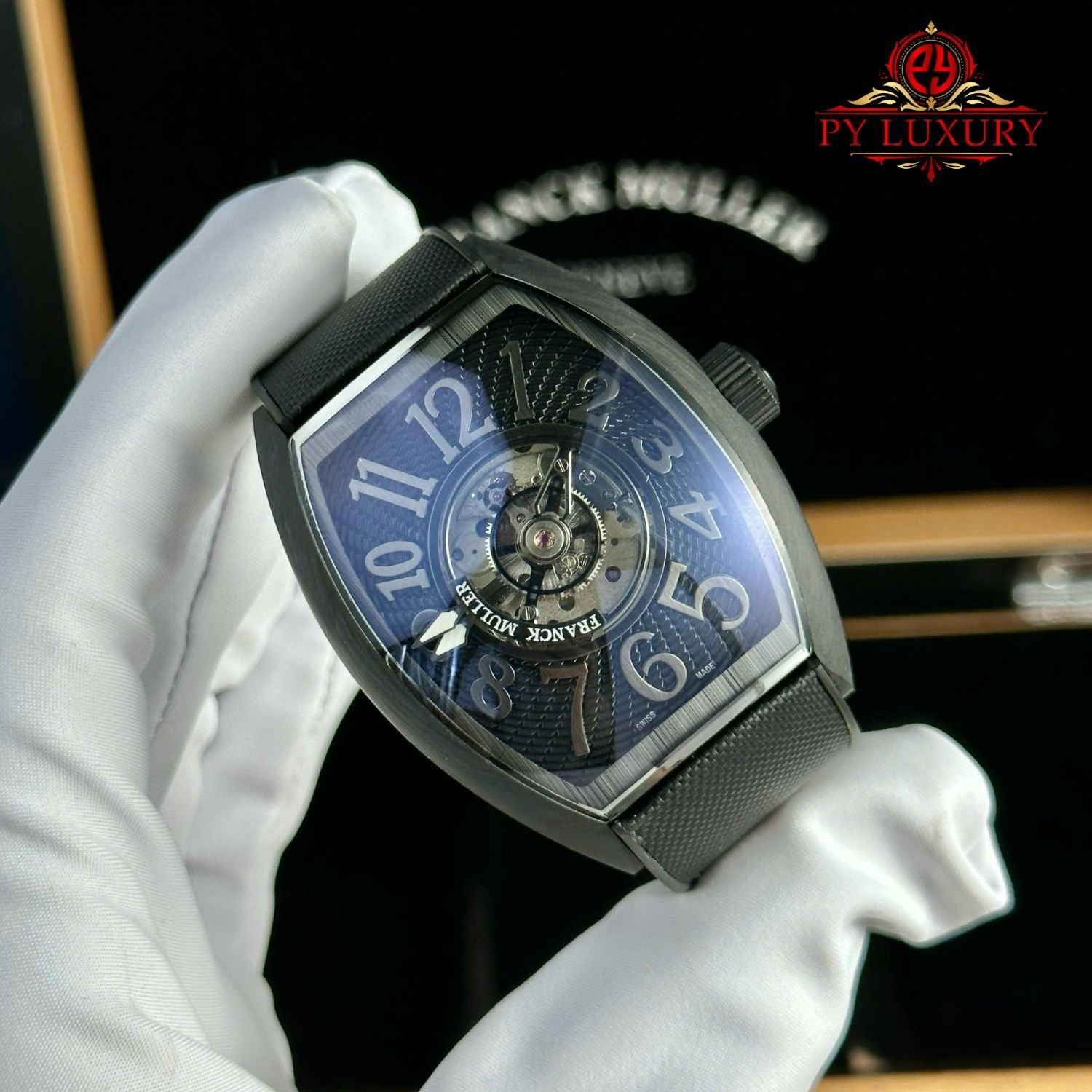 Franck Muller Grand Central Tourbillon Black Carbon Arabic Dial Best Replica 44mm - 图片 3