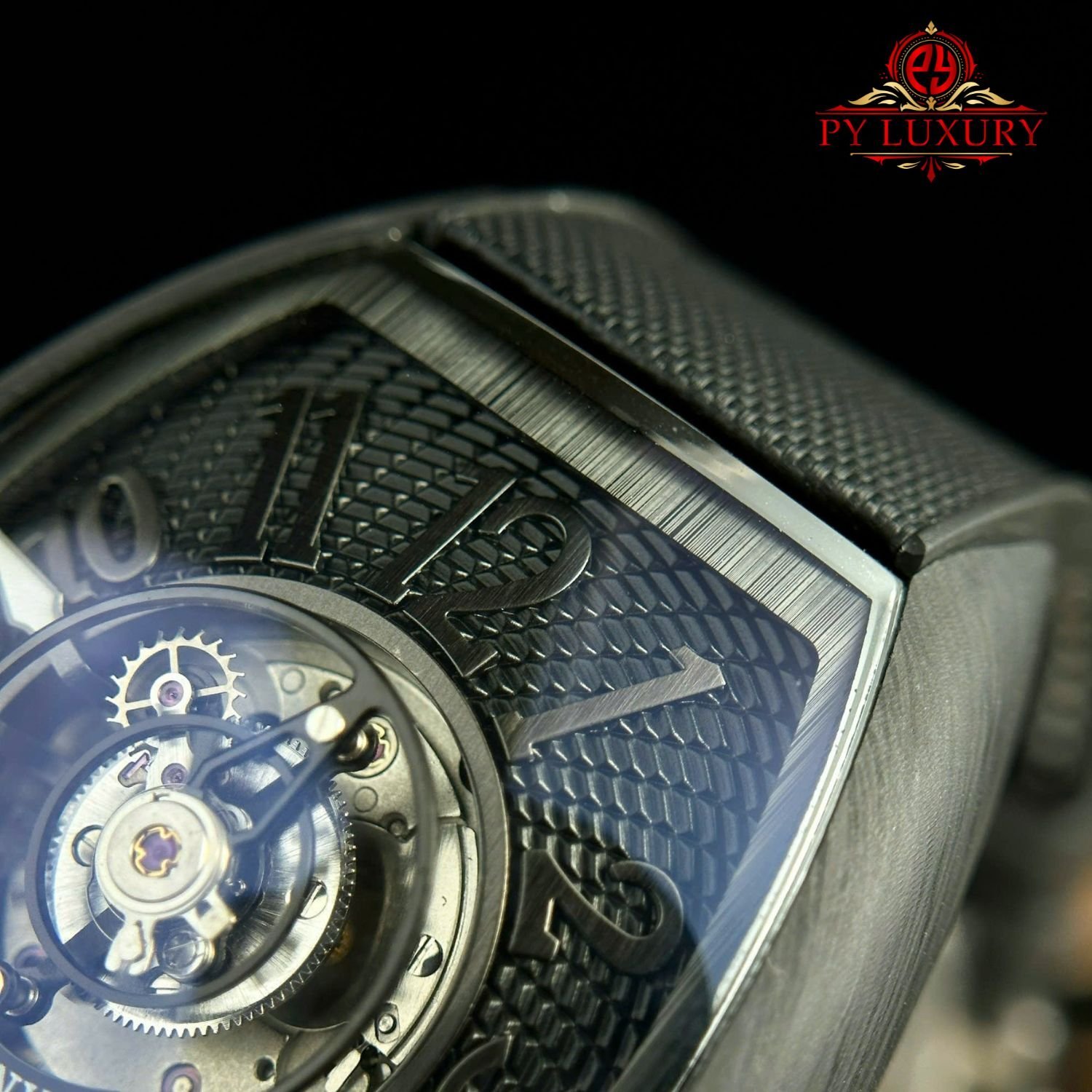 Franck Muller Grand Central Tourbillon Black Carbon Arabic Dial Best Replica 44mm - 图片 5
