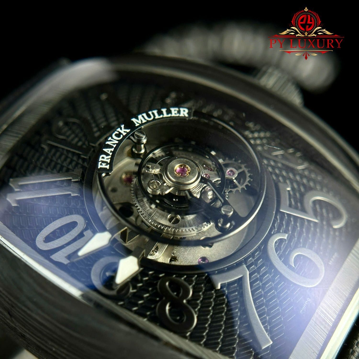 Franck Muller Grand Central Tourbillon Black Carbon Arabic Dial Best Replica 44mm - 图片 6