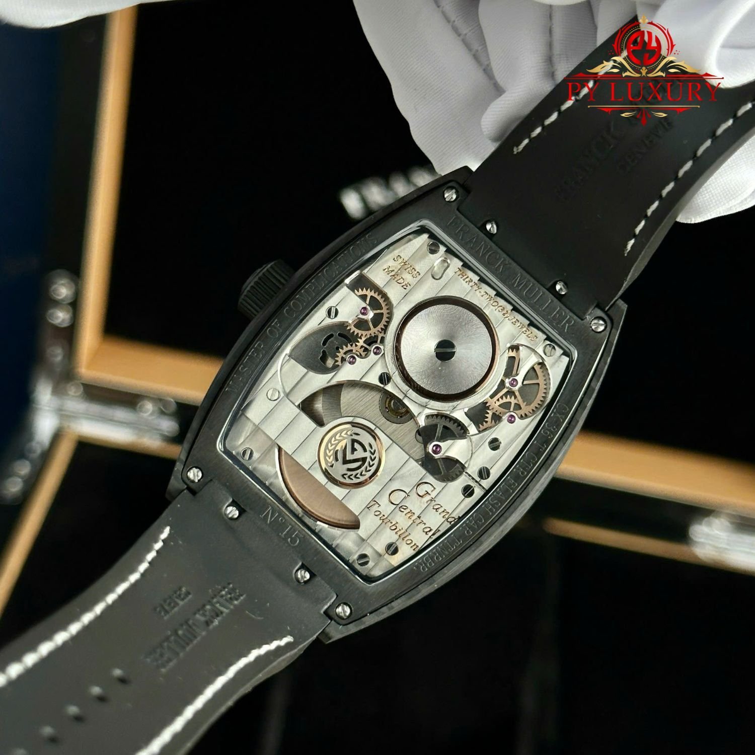 Franck Muller Grand Central Tourbillon Black Carbon Arabic Dial Best Replica 44mm - 图片 9