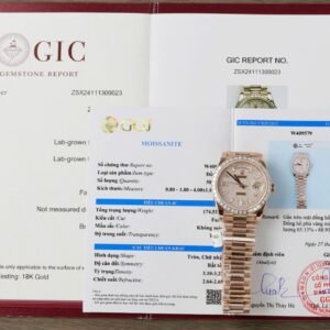 Rolex Day-Date 228235 Baguette Diamond Paved Dial 18K Gold Wrapped Custom Baguette Moissanite Bezel Best Replica 40mm