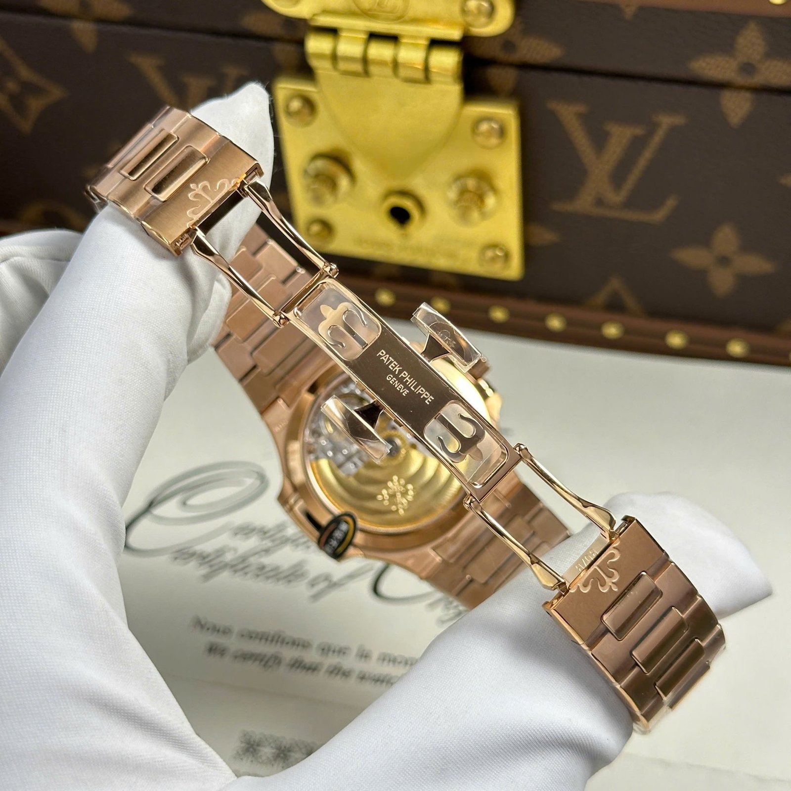 Patek Philippe Nautilus 7118/1300R-001 Gold Dial Rose Gold 1:1 Best Copy 3KF 35.2mm - 图片 10