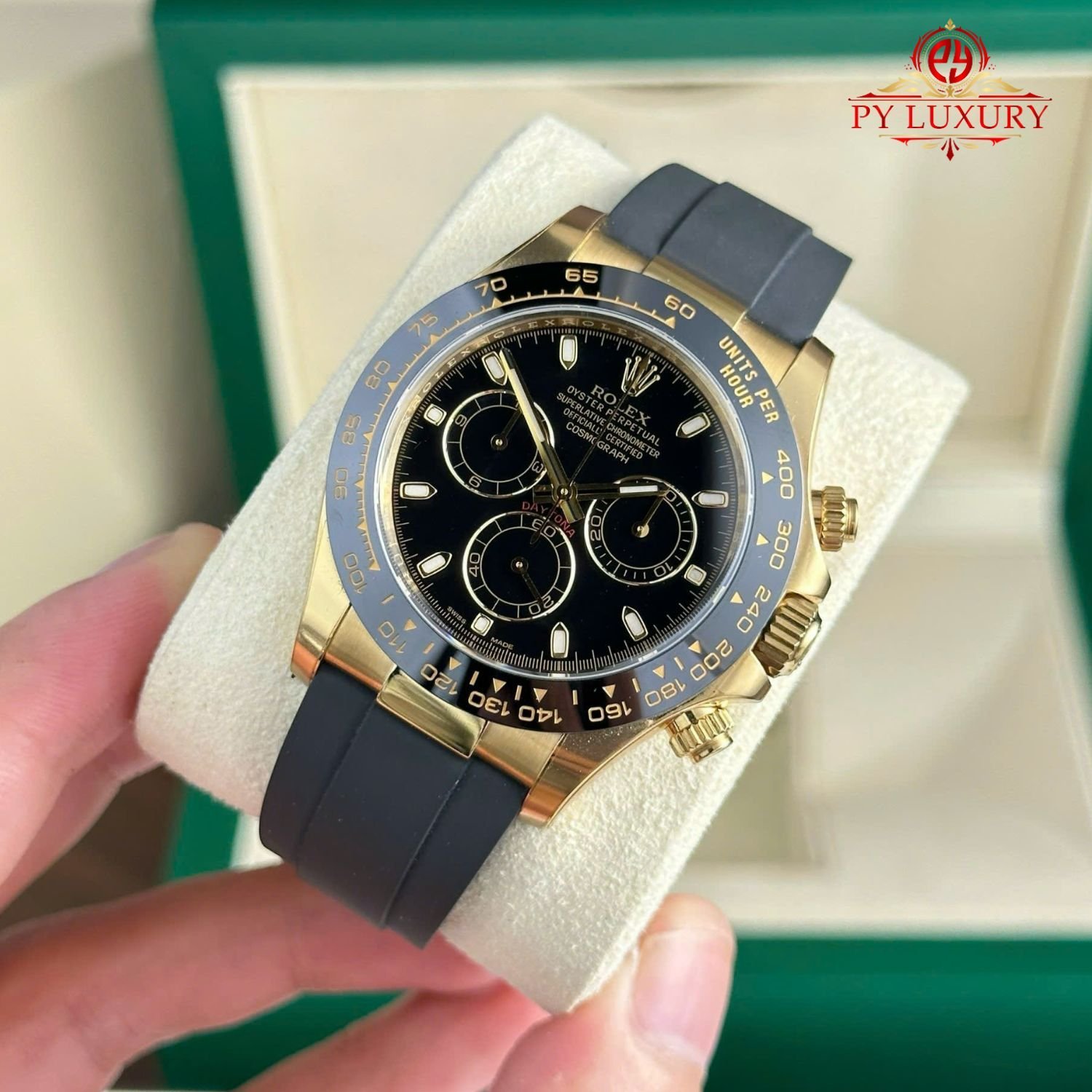 Rolex Cosmograph Daytona 116518LN Yellow Gold Black Dial Oysterflex Strap 1:1 Best Copy Clean Factory 40mm - 图片 2