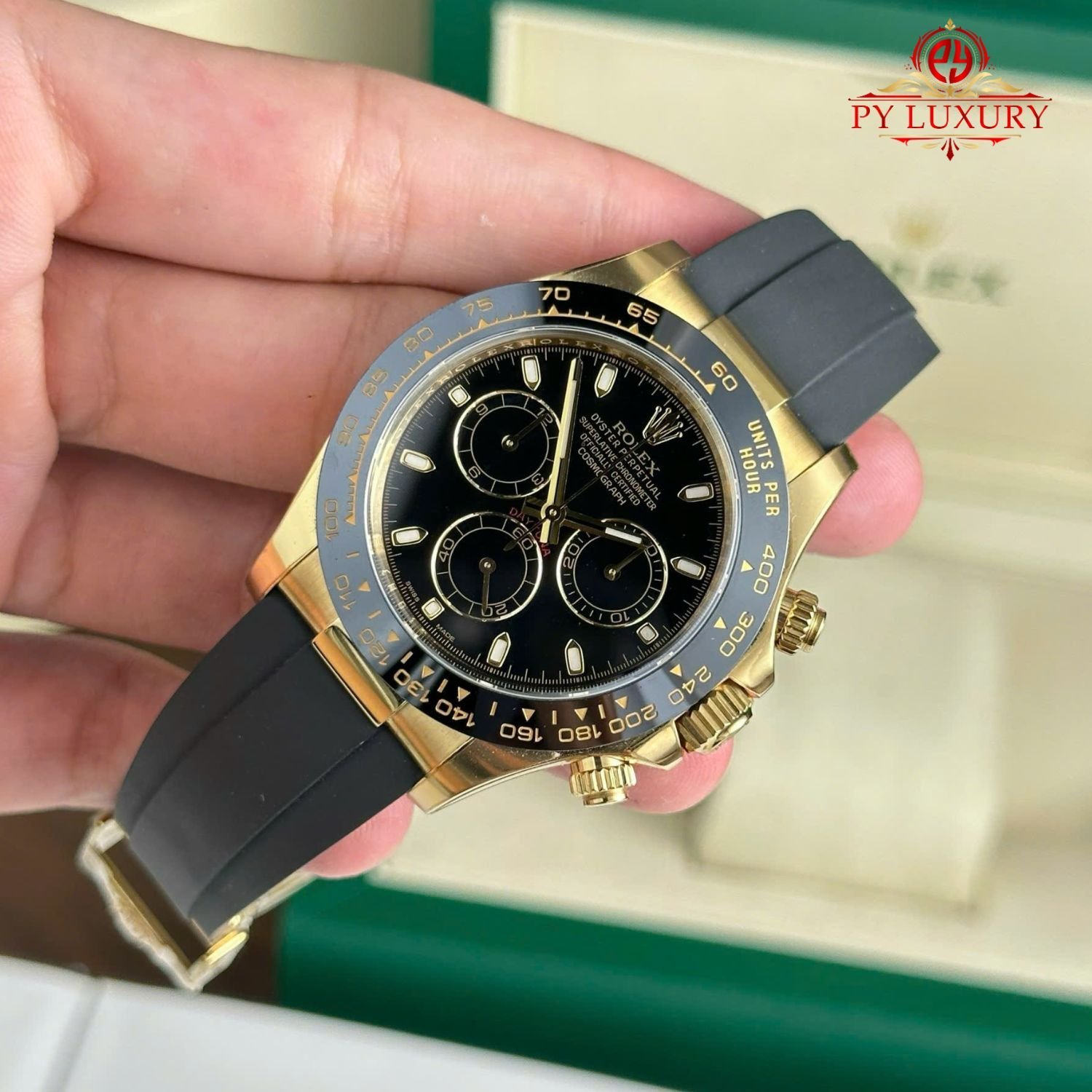 Rolex Cosmograph Daytona 116518LN Yellow Gold Black Dial Oysterflex Strap 1:1 Best Copy Clean Factory 40mm - 图片 5