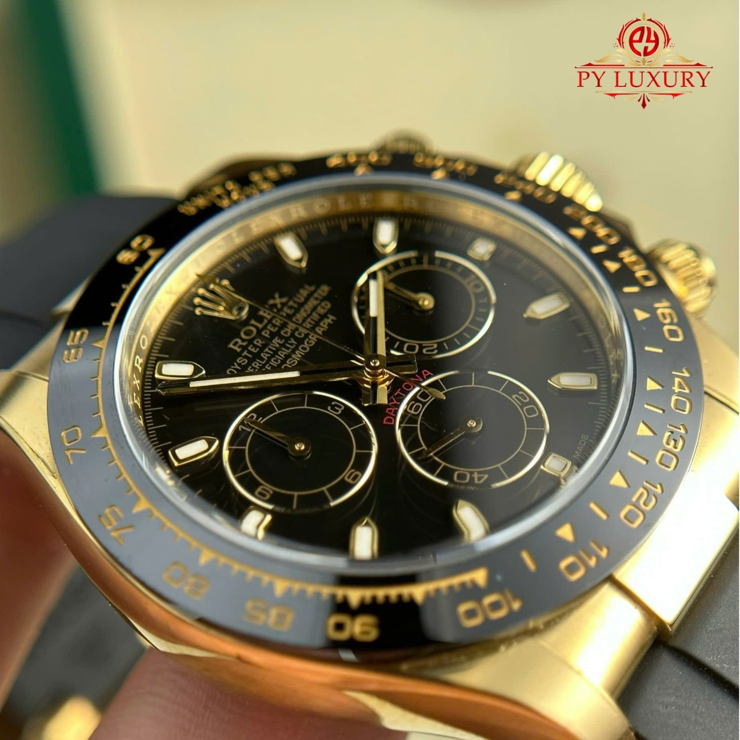 Rolex Cosmograph Daytona 116518LN Yellow Gold Black Dial Oysterflex Strap 1:1 Best Copy Clean Factory 40mm - 图片 6