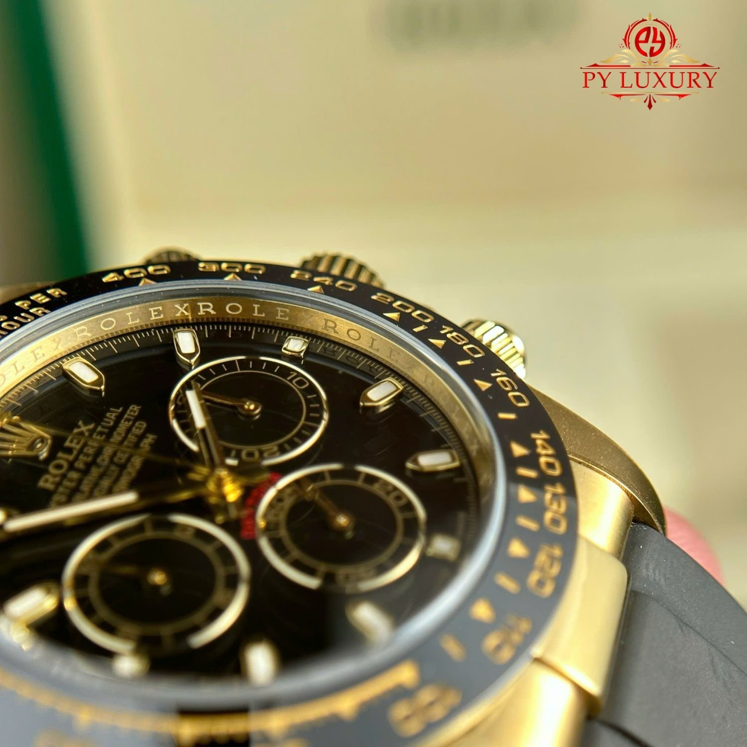 Rolex Cosmograph Daytona 116518LN Yellow Gold Black Dial Oysterflex Strap 1:1 Best Copy Clean Factory 40mm - 图片 7