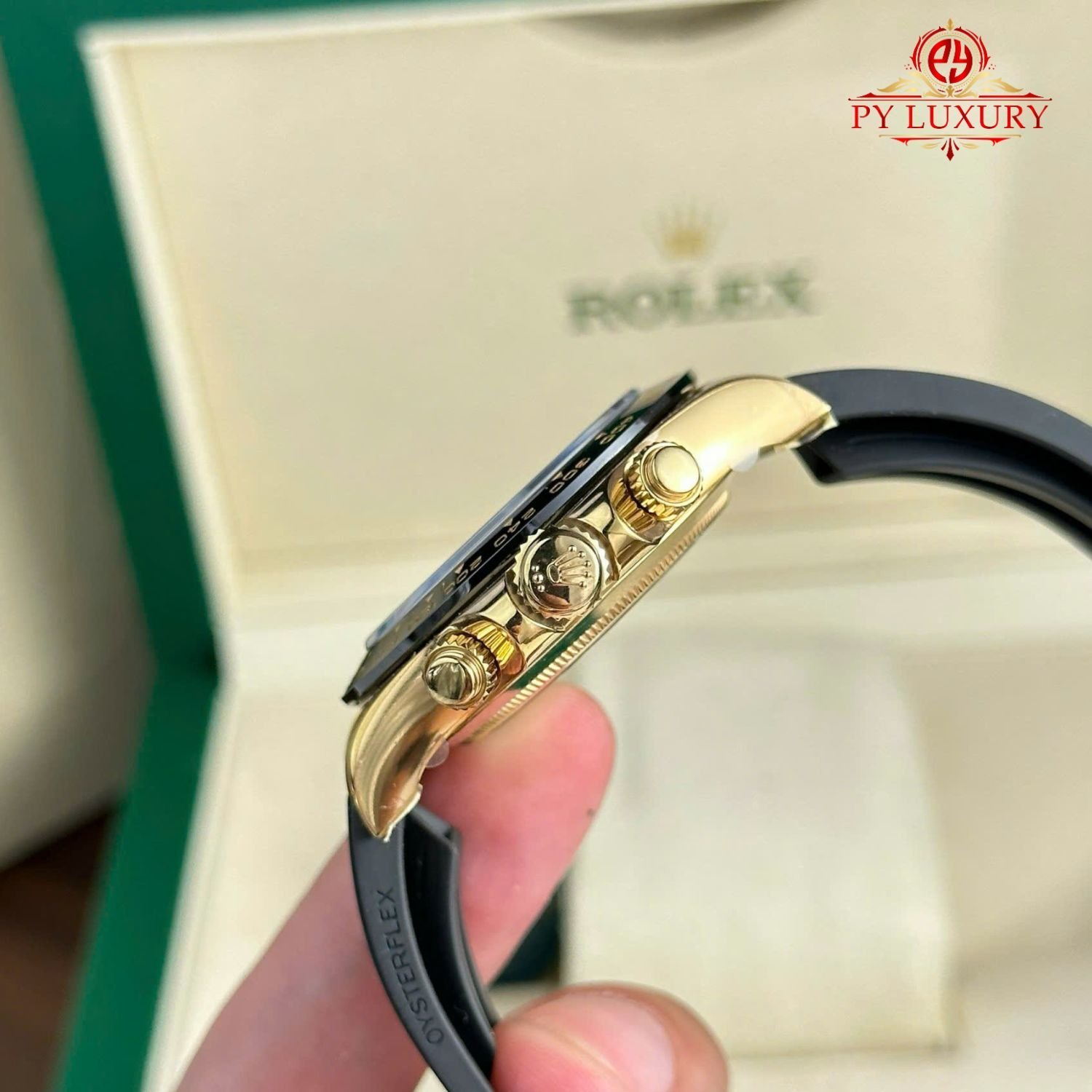 Rolex Cosmograph Daytona 116518LN Yellow Gold Black Dial Oysterflex Strap 1:1 Best Copy Clean Factory 40mm - 图片 9