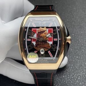 Franck Muller Vanguard V45 Croatia ZVONIMIR Rose Gold Black Dial Leather Strap 1:1 Best Copy ABF 45mm