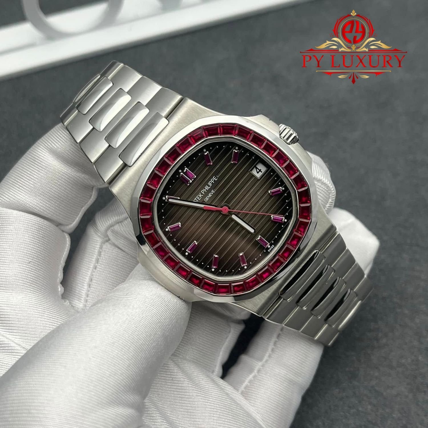 Patek Philippe Nautilus 5711/112P-001 Platinum Custom Made 1:1 Natural Ruby 40mm - 图片 2