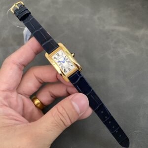 Cartier Tank Américaine WGTA0356 Yellow Gold Silver Dial Small Model Leather Strap Best Replica 35.4 mm x 19.4 mm