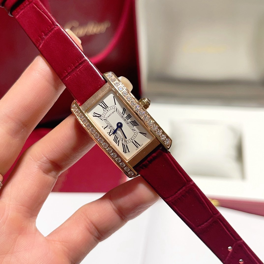 Cartier Tank Américaine WJTA0059 Rose Gold Silver Dial Stone-set Bezel Small Model Best Replica 35.4 mm x 19.4 mm - 图片 2