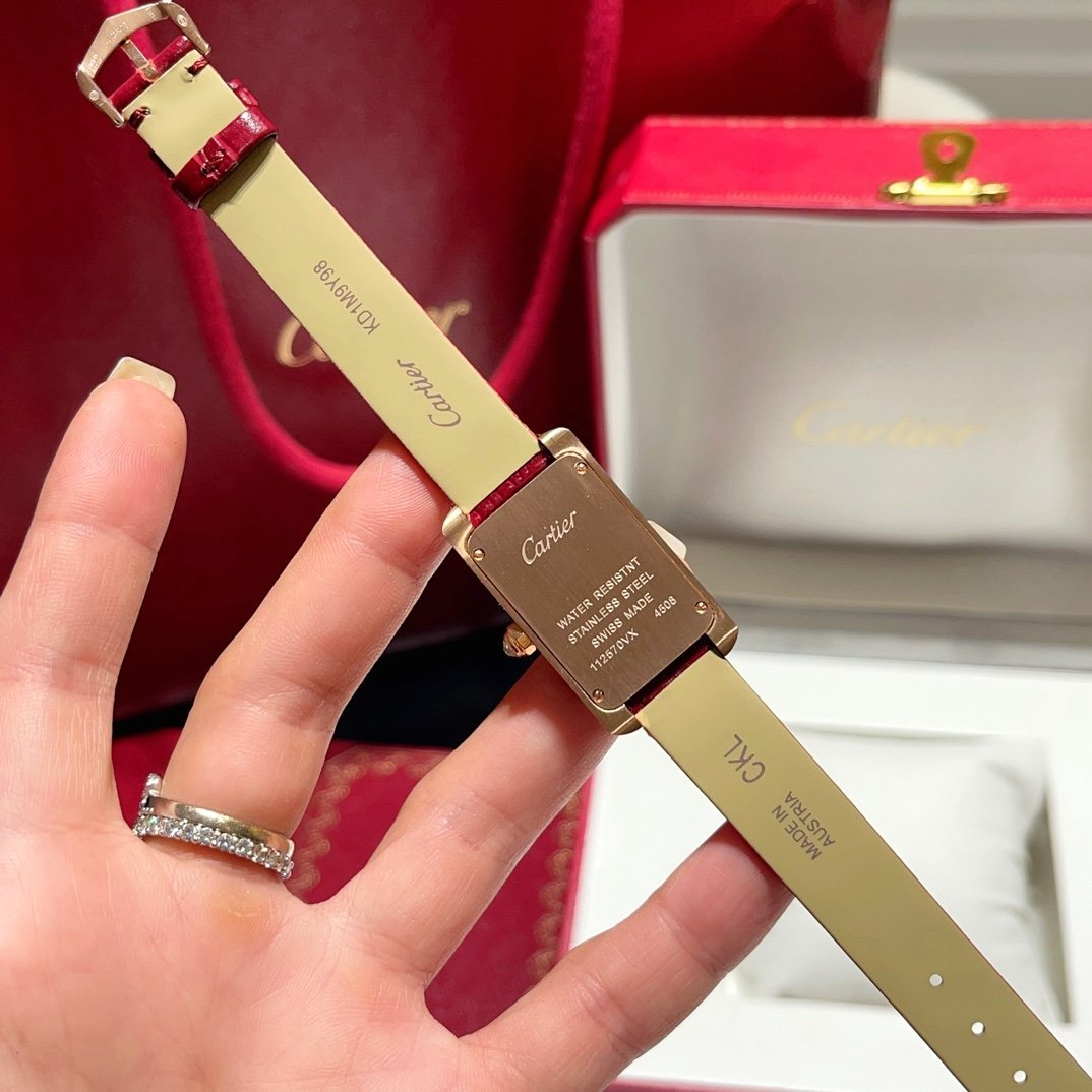 Cartier Tank Américaine WJTA0059 Rose Gold Silver Dial Stone-set Bezel Small Model Best Replica 35.4 mm x 19.4 mm - 图片 7