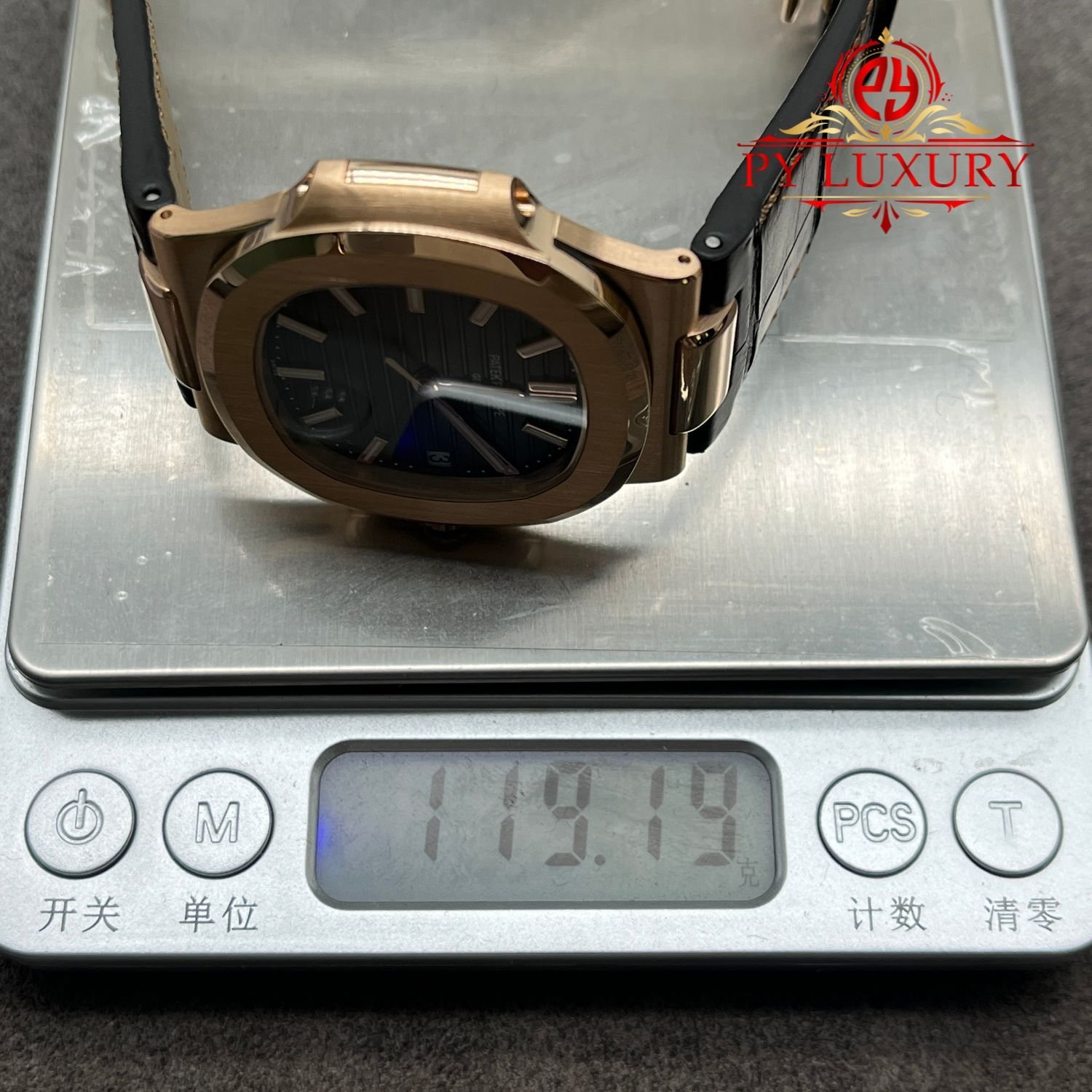 Patek Philippe Nautilus 5711R-001 Grey Dial 1:1 Custom Made Pure 18K Rose Gold Crocodile Leather Strap 40mm - 图片 8