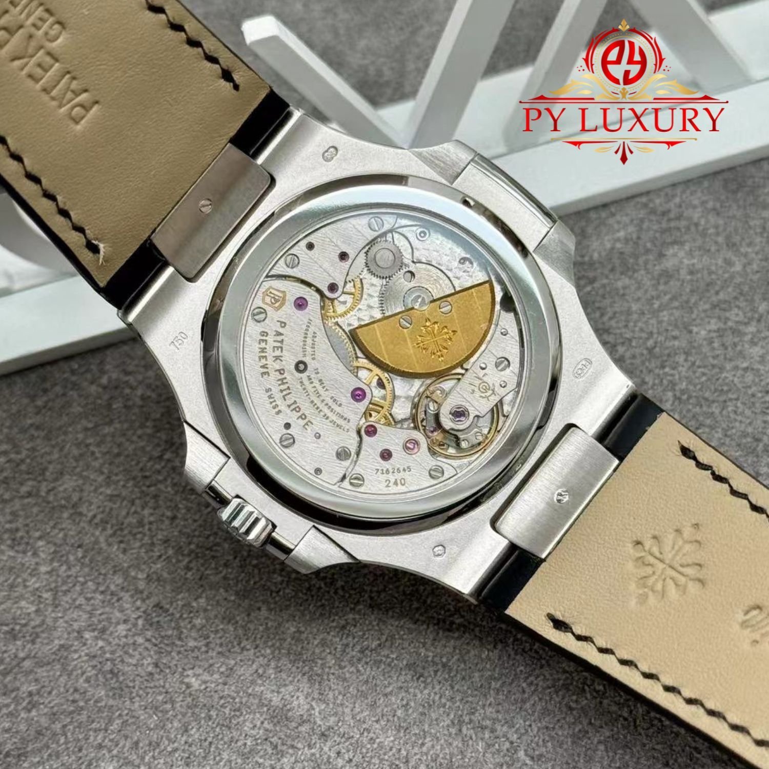 Patek Philippe Nautilus 5712G-001 Grey Dial 1:1 Custom Made Pure 18K White Gold Crocodile Leather Strap 40mm - 图片 8