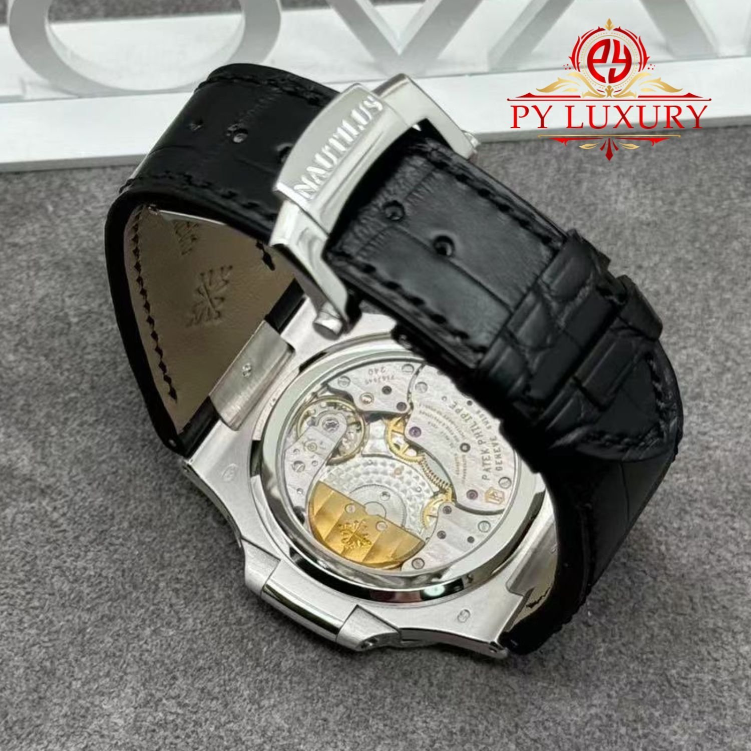Patek Philippe Nautilus 5712G-001 Grey Dial 1:1 Custom Made Pure 18K White Gold Crocodile Leather Strap 40mm - 图片 9