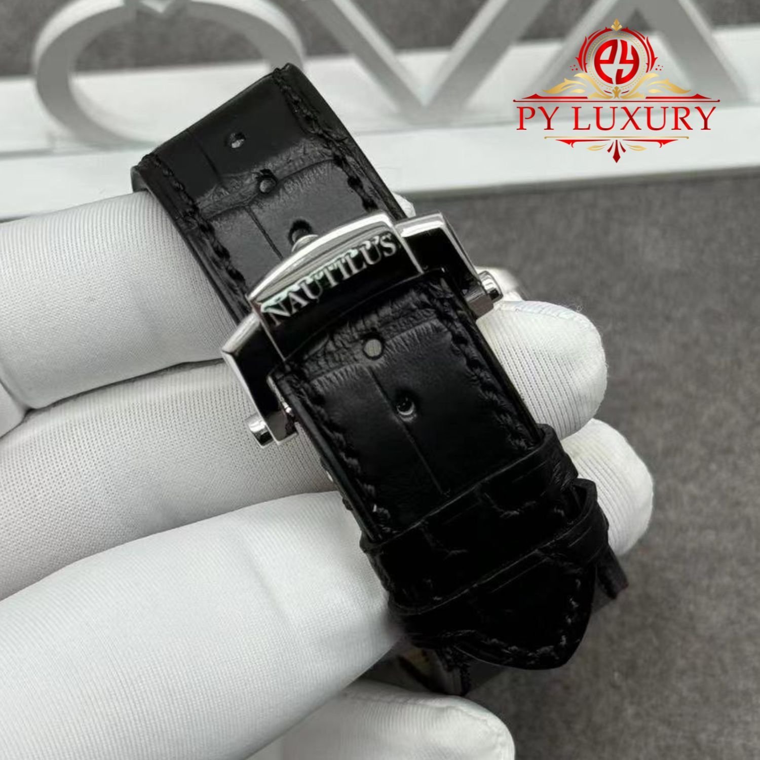 Patek Philippe Nautilus 5712G-001 Grey Dial 1:1 Custom Made Pure 18K White Gold Crocodile Leather Strap 40mm - 图片 10