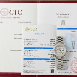 Rolex Day-Date 128349RBR MOP Dial Custom Moissanite Bezel and Bracelet Best Replica 36mm