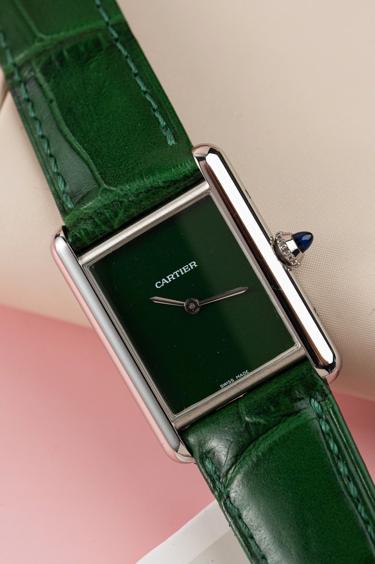Cartier Tank Must Large WSTA0056 Green Dial Leather Strap 1:1 Best Copy 33.7mm x 25.5mm - 图片 2