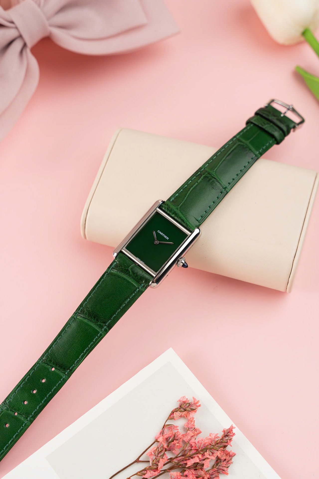 Cartier Tank Must Large WSTA0056 Green Dial Leather Strap 1:1 Best Copy 33.7mm x 25.5mm - 图片 3