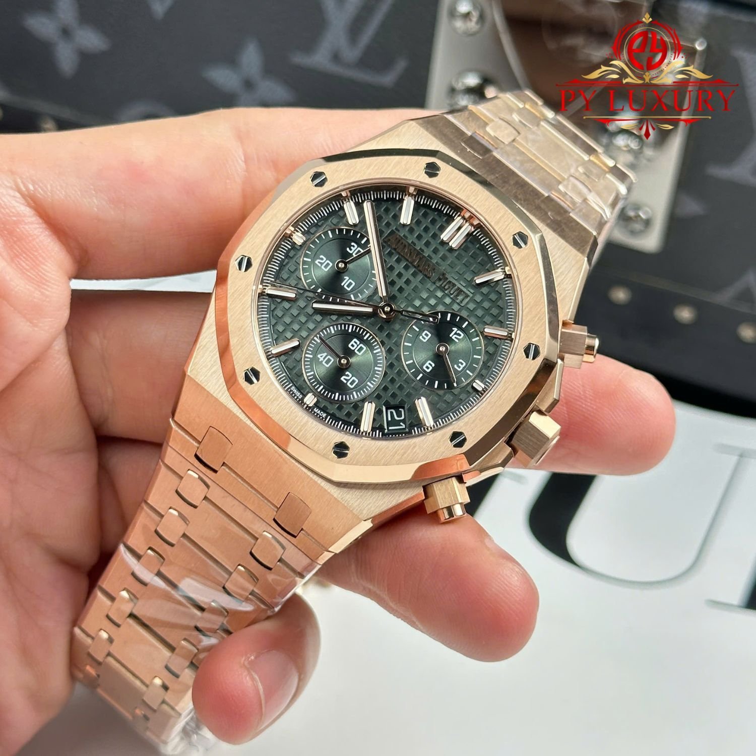 Audemars Piguet Royal Oak 26240OR Chronograph Rose Gold Green Dial 1:1 Best Replica 41mm - 图片 3