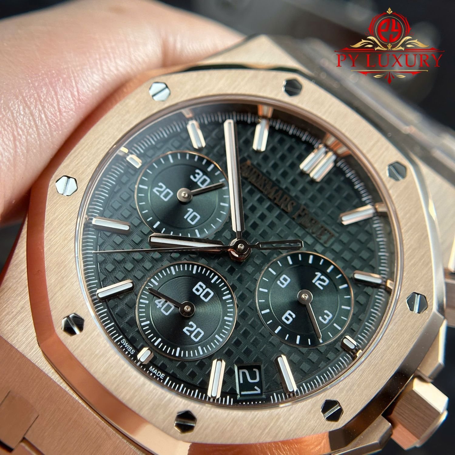 Audemars Piguet Royal Oak 26240OR Chronograph Rose Gold Green Dial 1:1 Best Replica 41mm - 图片 6