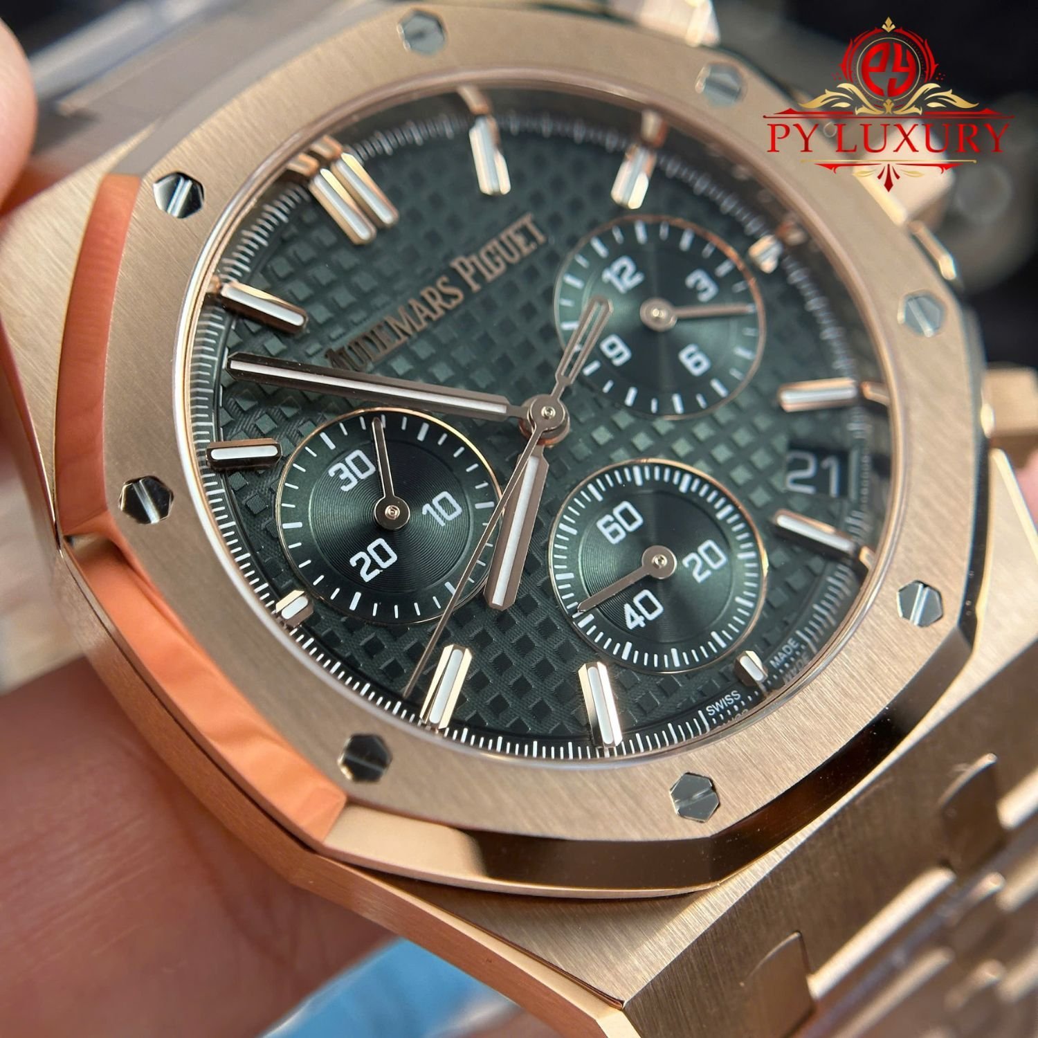 Audemars Piguet Royal Oak 26240OR Chronograph Rose Gold Green Dial 1:1 Best Replica 41mm - 图片 7