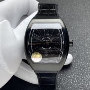 Franck Muller Vanguard V45 Black DLC Black Dial Leather Strap 1:1 Best Edition ABF 45mm