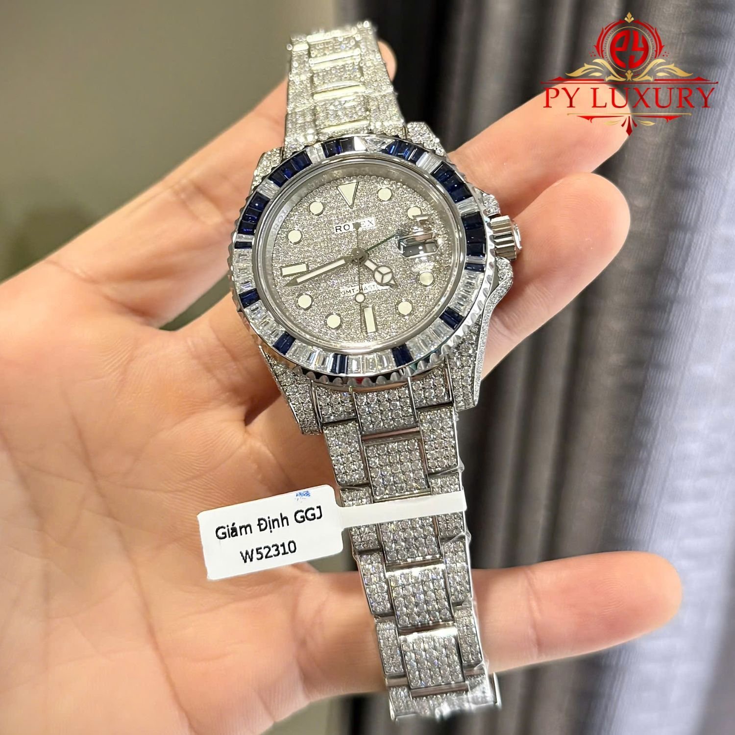 Rolex GMT-Master II Iced Out Moisssanite Baguette Sapphire & Moissanite Bezel 1:1 Best Replica 40mm - 图片 5
