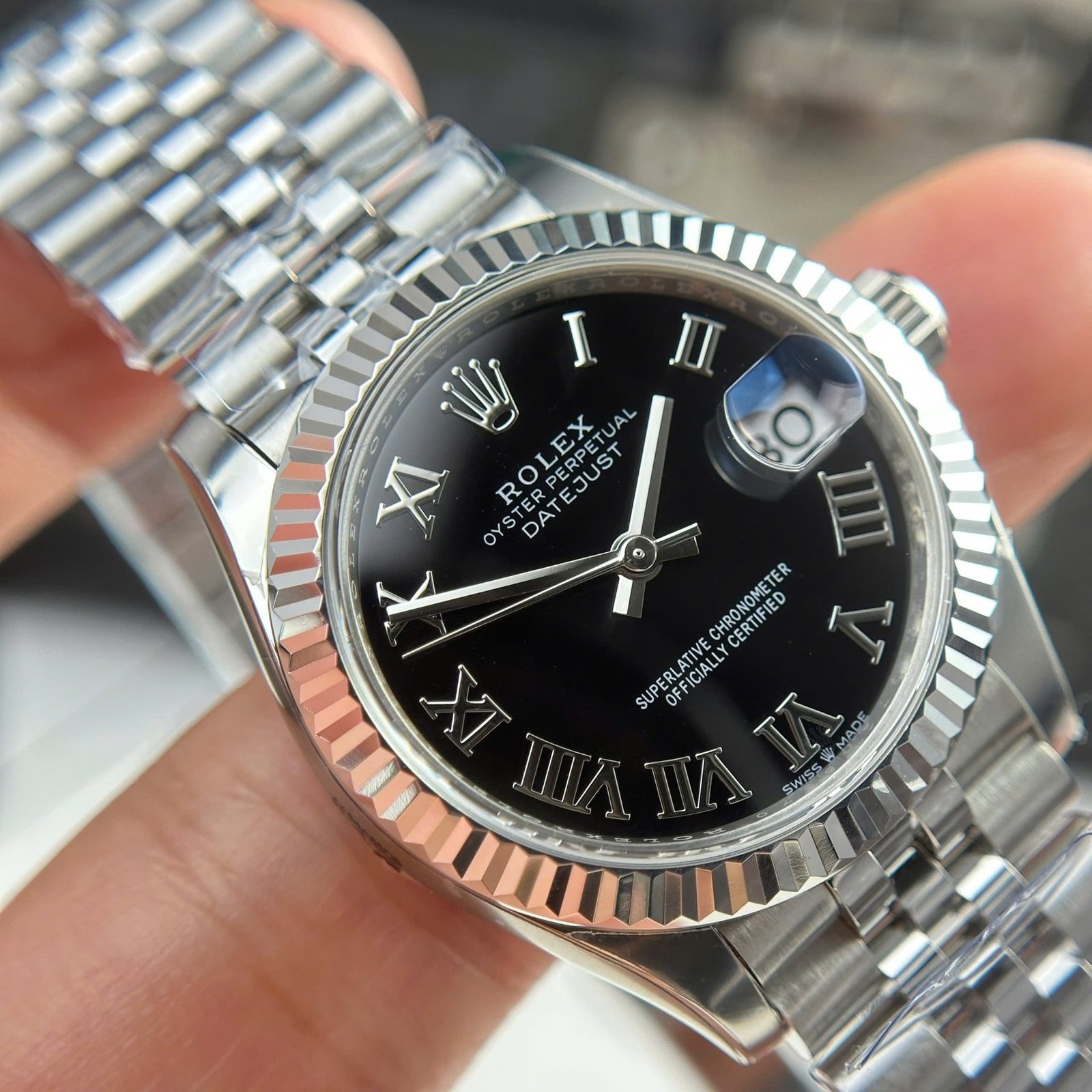 Rolex Datejust 278274-0002 Black Roman Dial Fluted Bezel Jubilee Bracelet Best Replica THB 31mm - 图片 5